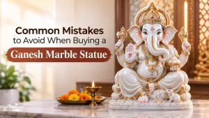 Premium handcrafted Ganesh Marble Statue showcasing detailed marble craftsmanship with the title "Common Mistakes to Avoid When Buying a Ganesh Marble Statue" for an informative buying guide.