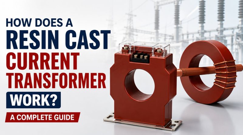 Resin Cast Current Transformer used in medium-voltage electrical switchgear with the title "How Does a Resin Cast Current Transformer Work? A Complete Guide".