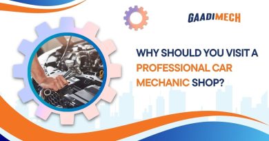 Professional car mechanic inspecting engine at a car mechanic shop in Jaipur for maintenance and repair services.