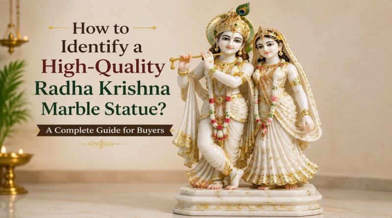 High-quality Radha Krishna marble statue showcasing detailed craftsmanship and elegant marble carving