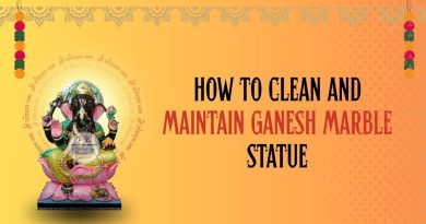 Cleaning and maintaining Ganesh marble statue with soft cloth at home mandir.