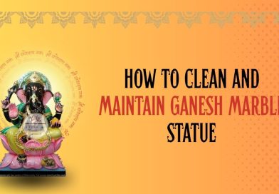 Cleaning and maintaining Ganesh marble statue with soft cloth at home mandir.