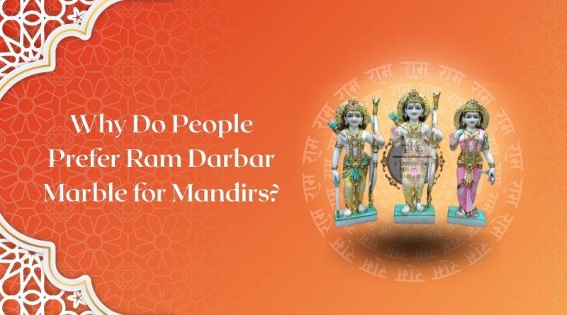 Ram Darbar marble statue with Lord Ram, Sita, Lakshman and Hanuman in white marble.