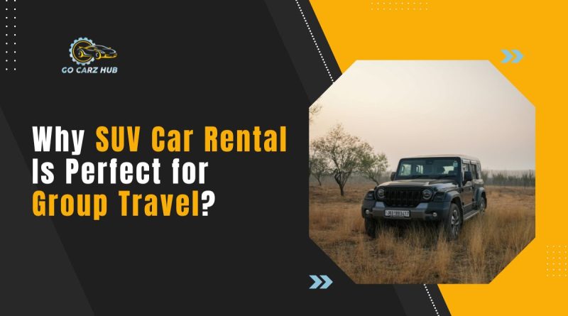Group of travelers enjoying a comfortable SUV car rental in Jaipur with spacious seating and luggage space.