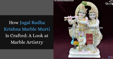Jugal Radha Krishna marble murti with detailed carving and traditional ornamentation