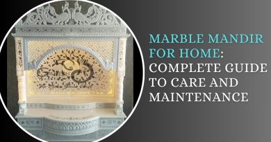 White marble mandir for home with intricate carved peacock, floral and jaali designs