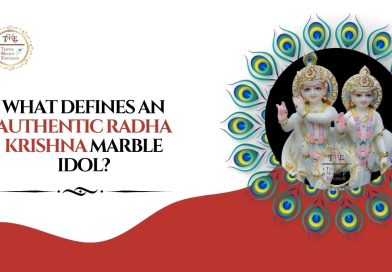 Authentic Radha Krishna marble idol with detailed traditional craftsmanship and elegant carving.