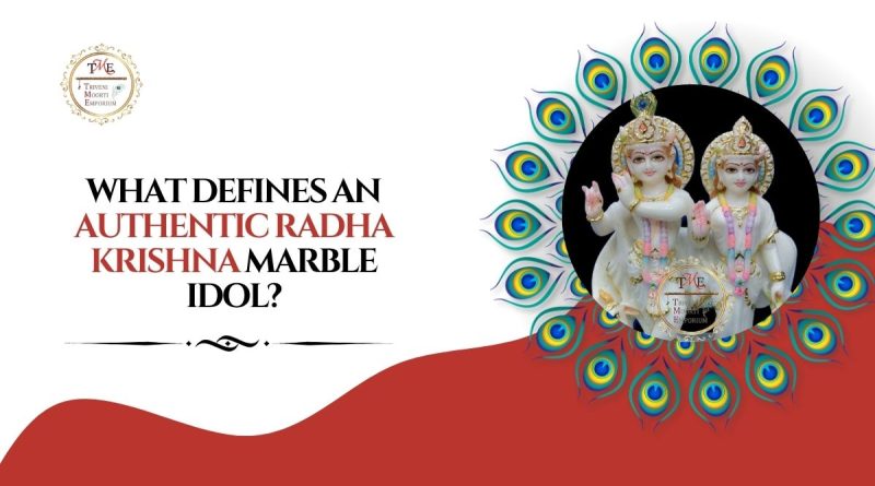 Authentic Radha Krishna marble idol with detailed traditional craftsmanship and elegant carving.