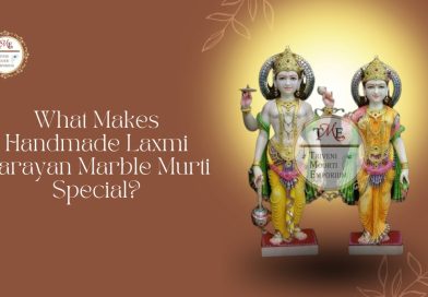 Handmade Laxmi Narayan marble murti with intricate traditional carving and detailed craftsmanship