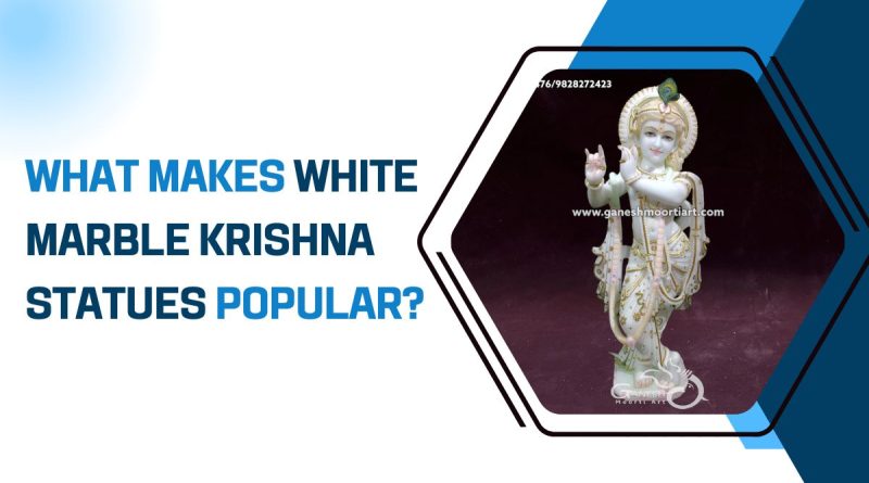 White Marble Krishna Statue – Elegant Handcrafted Krishna Idol