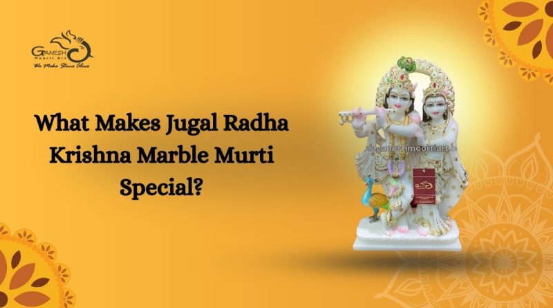 Jugal Radha Krishna marble murti beautifully carved in white marble.