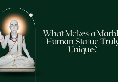 Marble human statue carved with detailed facial features and realistic craftsmanship.